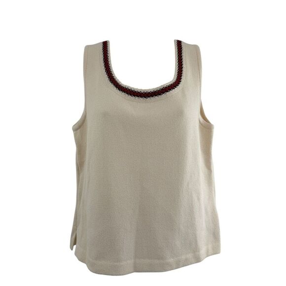 St. John Small Beige Cream Tweed Boucle Santana Knit Sleeveless Tank Top - Picture 1 of 10
